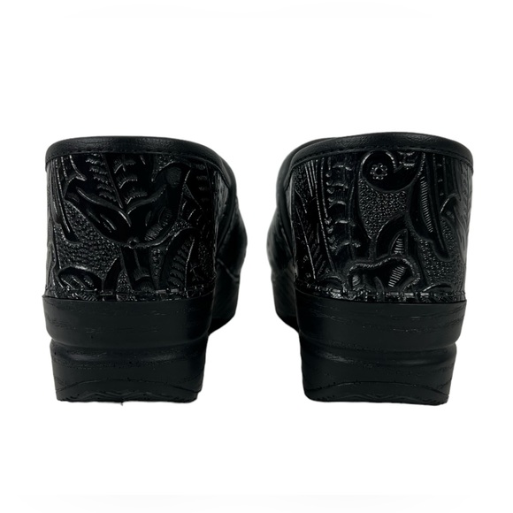 Dansko Black Tooled Leather Professional Clog Shoes Womens EU 38 US 7.5-8 EUC - Picture 6 of 11